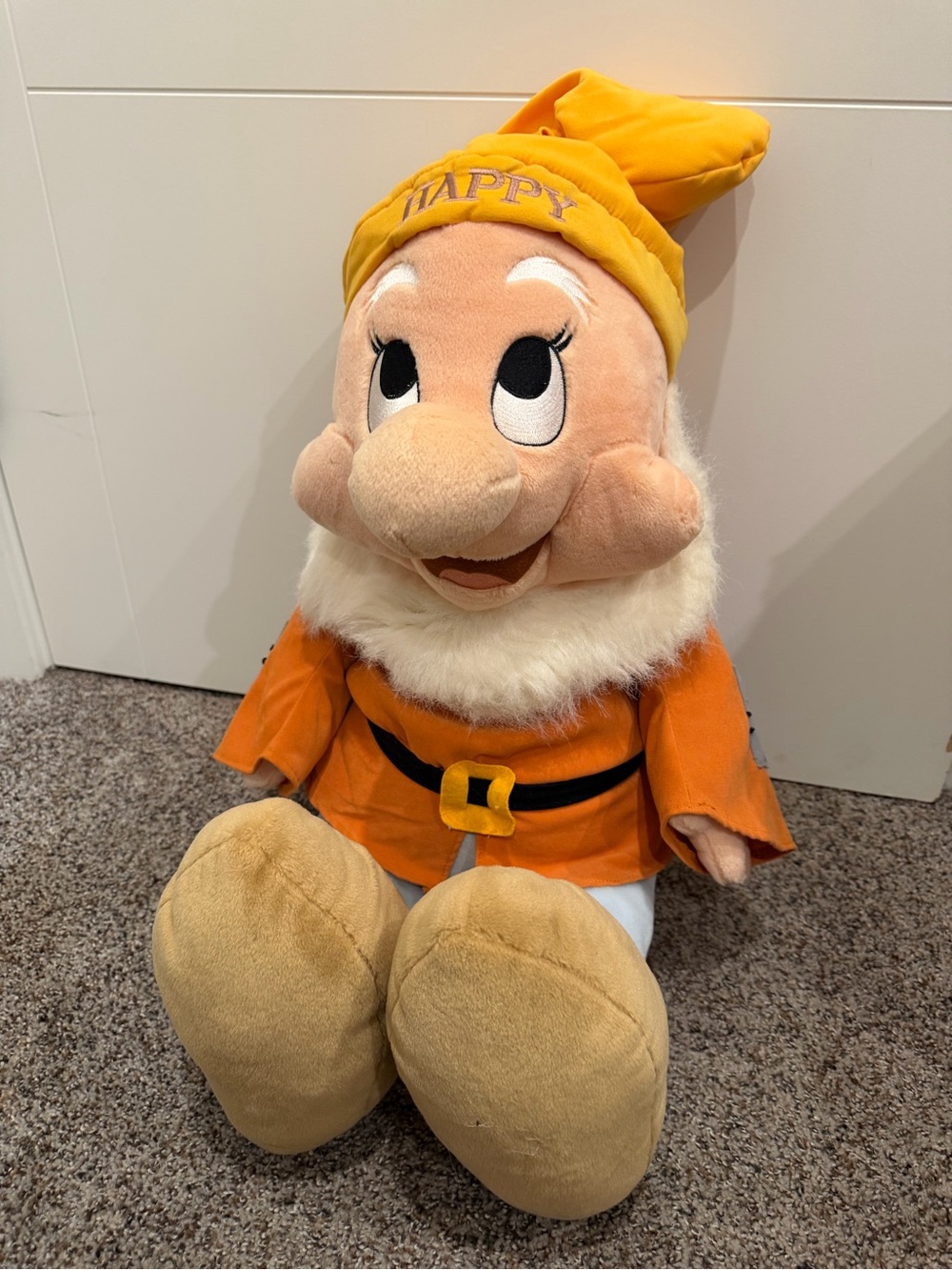 Disney Snow White Happy Dwarf Jumbo 28" Large Plush Seven Dwarfs Rare